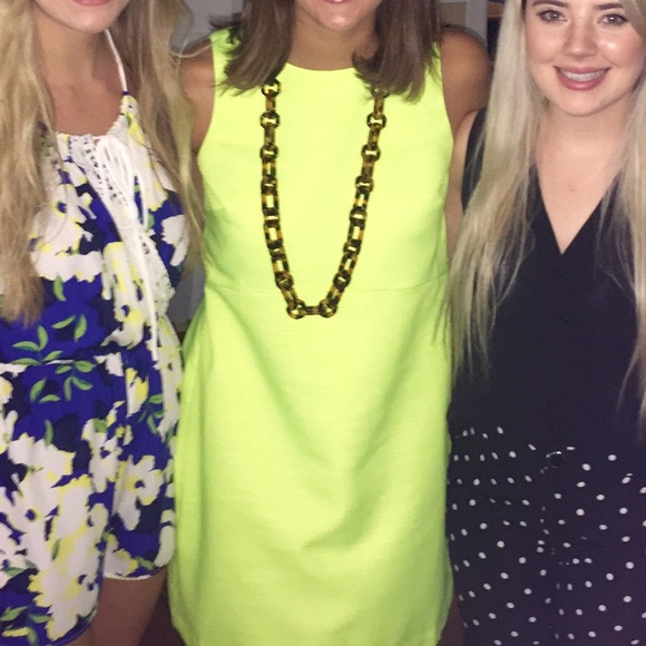 J. Crew shift dress in neon green with open back - Picture 2 of 5